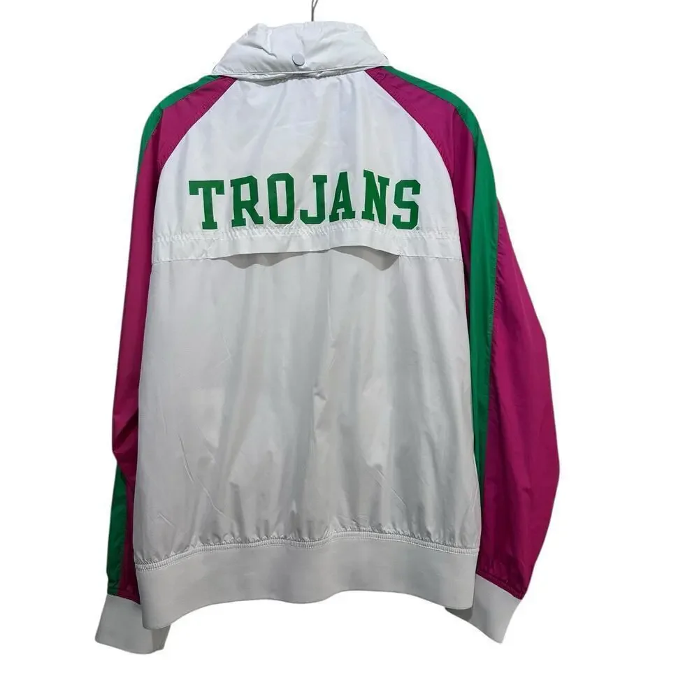 Nike Women's White Pink USC Trojans Full Zip Wind Breaker Jacket Size Large